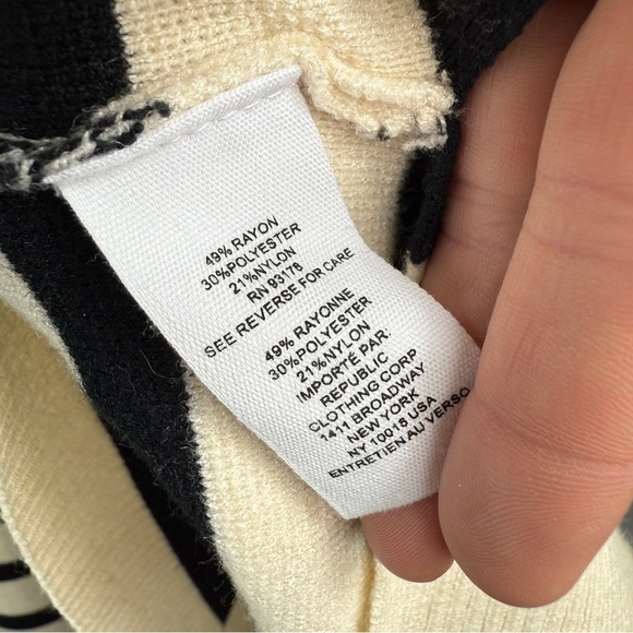 For The Republic Cream and Black Striped Crew Neck Sweater Size XXL - Picture 9 of 12